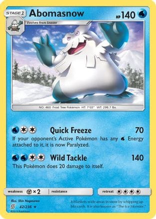 'Pokemon - 'Abomasnow 042  SM  Unified Minds - Rare