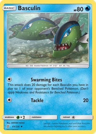 'Pokemon - 'Basculin 043  - Reverse Holofoil SM  Unified Minds - Uncommon