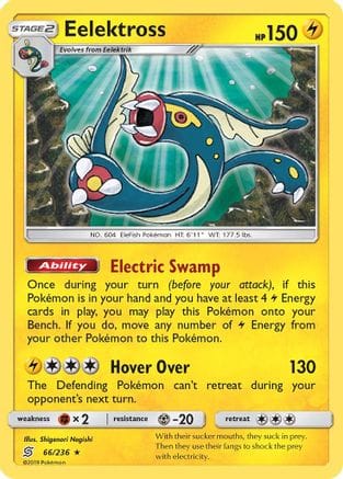 'Pokemon - 'Eelektross 066/236  - Reverse Holofoil SM  Unified Minds - Holo Rare