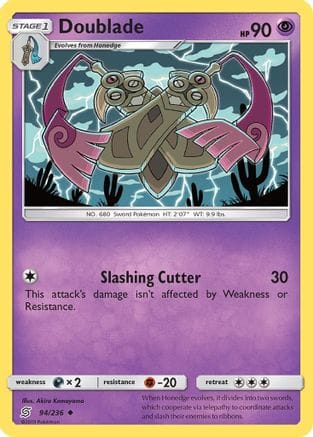 'Pokemon - 'Doublade 094  - Reverse Holofoil SM  Unified Minds - Uncommon