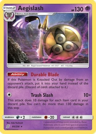 'Pokemon - 'Aegislash 095  - Reverse Holofoil SM  Unified Minds - Holo Rare