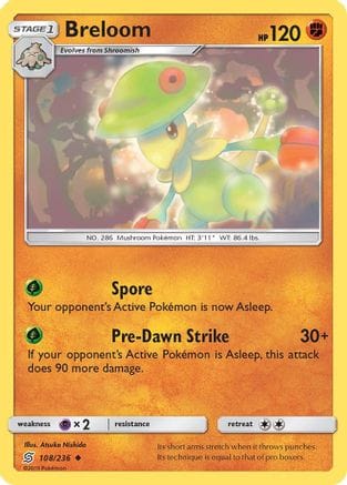 'Pokemon - 'Breloom 108/236  SM  Unified Minds - Uncommon