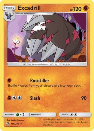 'Pokemon - 'Excadrill 119  - Reverse Holofoil SM  Unified Minds - Rare