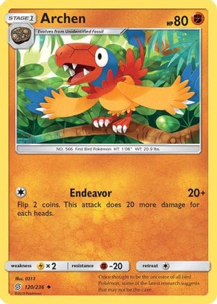 'Pokemon - 'Archen 120  - Reverse Holofoil SM  Unified Minds - Uncommon