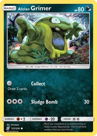 'Pokemon - 'Alolan Grimer 127/236  - Reverse Holofoil SM  Unified Minds - Common