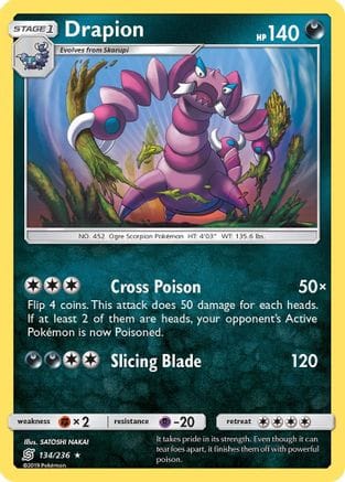 'Pokemon - 'Drapion 134  - Reverse Holofoil SM  Unified Minds - Rare