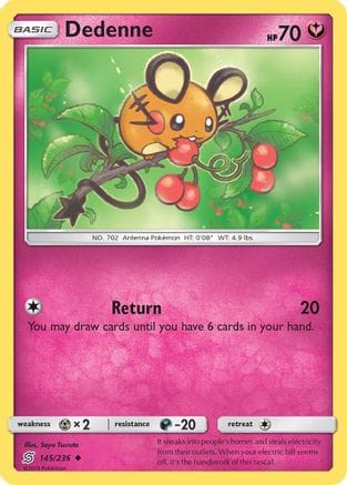 'Pokemon - 'Dedenne 145/236  - Reverse Holofoil SM  Unified Minds - Uncommon
