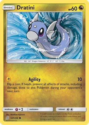 'Pokemon - 'Dratini (147) 147/236  - Reverse Holofoil SM  Unified Minds - Common