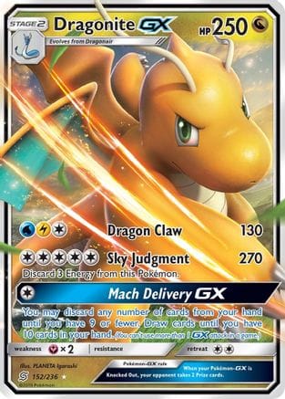 'Pokemon - 'Dragonite GX 152/236  - Holofoil SM  Unified Minds - Ultra Rare