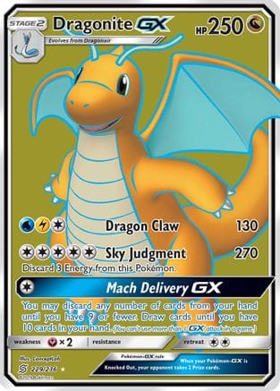 'Pokemon - 'Dragonite GX (Full Art) 229/236  - Holofoil SM  Unified Minds - Ultra Rare