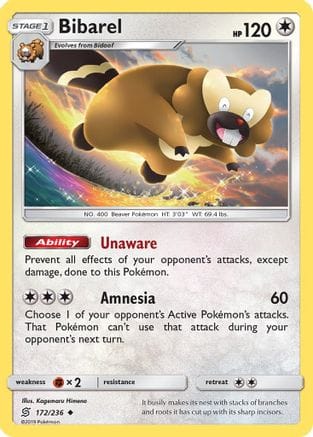 'Pokemon - 'Bibarel 172  SM  Unified Minds - Uncommon