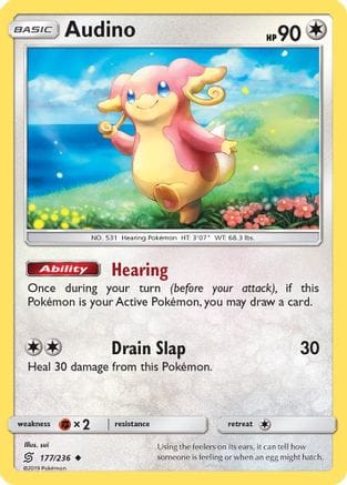 'Pokemon - 'Audino 177/236  SM  Unified Minds - Uncommon