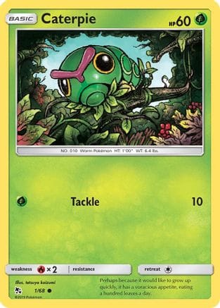 'Pokemon - 'Caterpie 001/68  - Reverse Holofoil Hidden Fates - Common