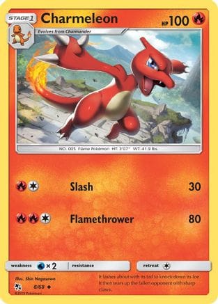 'Pokemon - 'Charmeleon 008/68  Hidden Fates - Uncommon