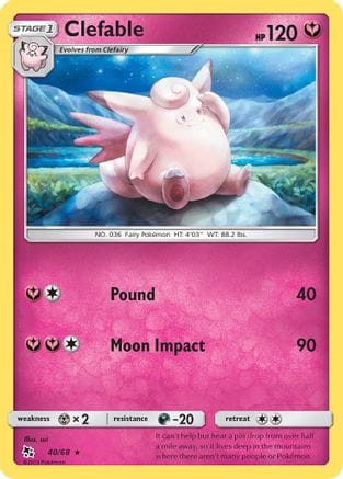 'Pokemon - 'Clefable 040/68  - Reverse Holofoil Hidden Fates - Rare