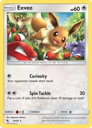 'Pokemon - 'Eevee (48) 048/68  - Reverse Holofoil Hidden Fates - Holo Rare