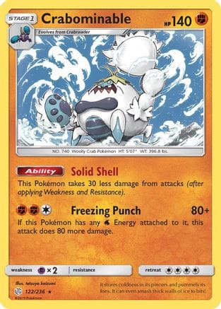 'Pokemon - 'Crabominable 122  SM  Cosmic Eclipse - Rare