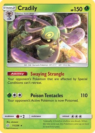 'Pokemon - 'Cradily 011/236  SM  Cosmic Eclipse - Rare