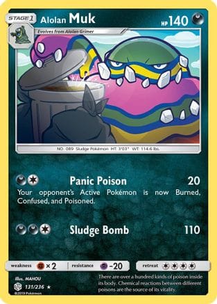 'Pokemon - 'Alolan Muk 131/236  - Reverse Holofoil SM  Cosmic Eclipse - Rare