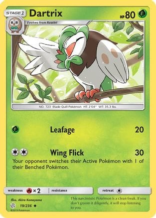'Pokemon - 'Dartrix 019/236  SM  Cosmic Eclipse - Uncommon