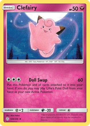'Pokemon - 'Clefairy 144/236  SM  Cosmic Eclipse - Uncommon