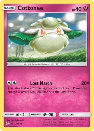 'Pokemon - 'Cottonee 147/236  SM  Cosmic Eclipse - Common