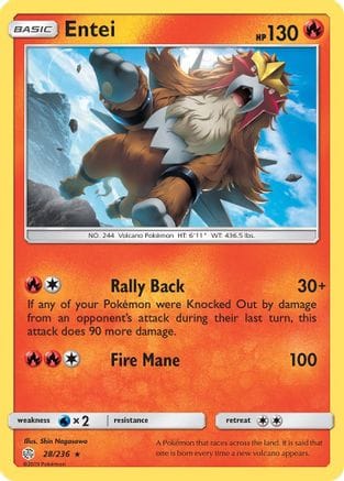 'Pokemon - 'Entei 028/236  SM  Cosmic Eclipse - Rare