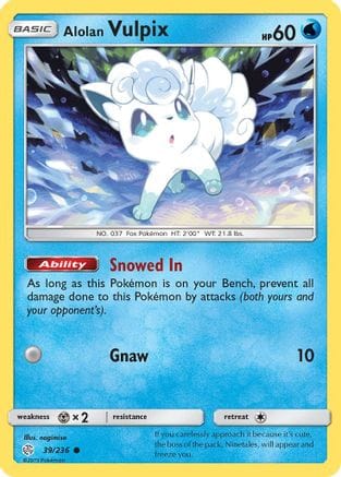'Pokemon - 'Alolan Vulpix 039/236  - Reverse Holofoil SM  Cosmic Eclipse - Common