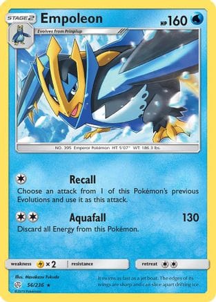 'Pokemon - 'Empoleon 056/236  - Reverse Holofoil SM  Cosmic Eclipse - Rare