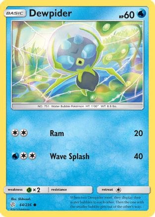 'Pokemon - 'Dewpider 064  - Reverse Holofoil SM  Cosmic Eclipse - Common