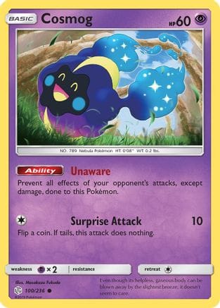 'Pokemon - 'Cosmog 100/236  SM  Cosmic Eclipse - Common