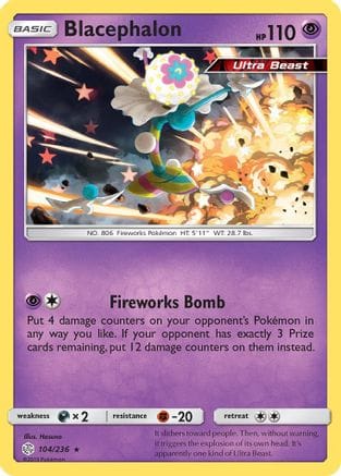 'Pokemon - 'Blacephalon 104/236  - Reverse Holofoil SM  Cosmic Eclipse - Holo Rare