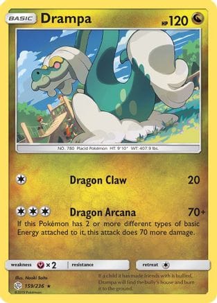 'Pokemon - 'Drampa 159/236  - Reverse Holofoil SM  Cosmic Eclipse - Rare
