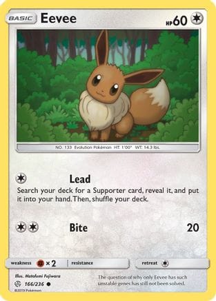 'Pokemon - 'Eevee 166/236  SM  Cosmic Eclipse - Common