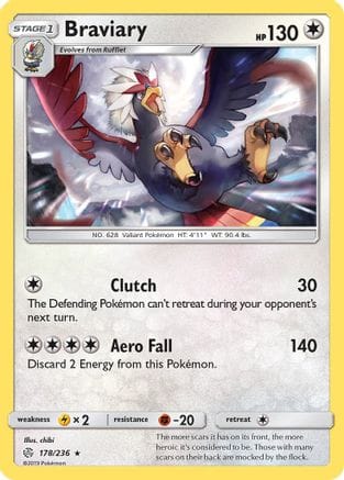 'Pokemon - 'Braviary 178  SM  Cosmic Eclipse - Rare