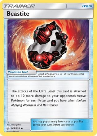 'Pokemon - 'Beastite 185/236  - Reverse Holofoil SM  Cosmic Eclipse - Uncommon