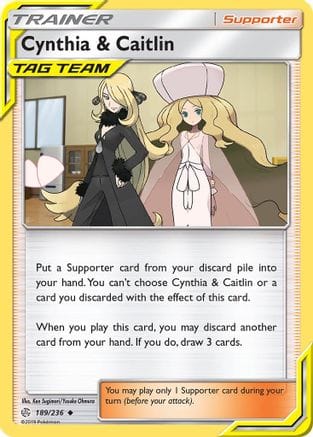 'Pokemon - 'Cynthia & Caitlin 189/236  - Reverse Holofoil SM  Cosmic Eclipse - Uncommon