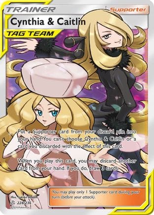 'Pokemon - 'Cynthia & Caitlin (Full Art) 228  - Holofoil SM  Cosmic Eclipse - Ultra Rare
