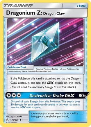 'Pokemon - 'Dragonium Z: Dragon Claw 190/236  SM  Cosmic Eclipse - Uncommon