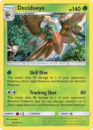 'Pokemon - 'Decidueye 020/236  - Reverse Holofoil SM  Cosmic Eclipse - Holo Rare