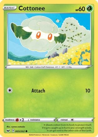 'Pokemon - 'Cottonee 005/202  SWSH01 Sword & Shield Base Set - Common