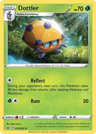 'Pokemon - 'Dottler 018/202  - Reverse Holofoil SWSH01 Sword & Shield Base Set - Uncommon