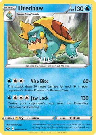 'Pokemon - 'Drednaw 061/202  SWSH01 Sword & Shield Base Set - Rare