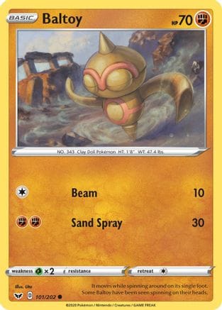 'Pokemon - 'Baltoy (101) 101/202  SWSH01 Sword & Shield Base Set - Common