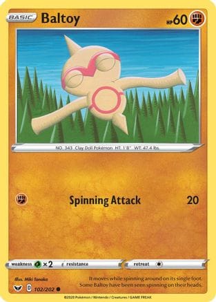 'Pokemon - 'Baltoy (102) 102/202  SWSH01 Sword & Shield Base Set - Common