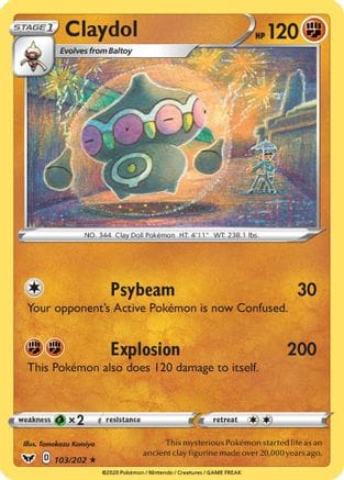 'Pokemon - 'Claydol 103/202  SWSH01 Sword & Shield Base Set - Rare