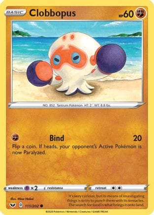 'Pokemon - 'Clobbopus (111) 111/202  - Reverse Holofoil SWSH01 Sword & Shield Base Set - Common