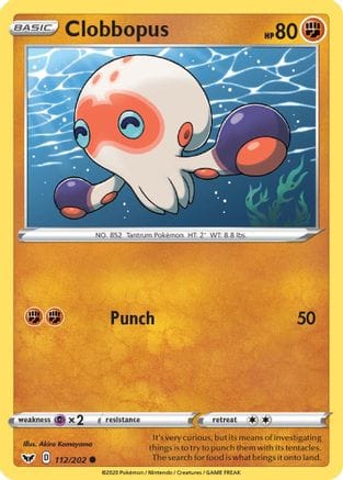 'Pokemon - 'Clobbopus (112) 112/202  - Reverse Holofoil SWSH01 Sword & Shield Base Set - Common