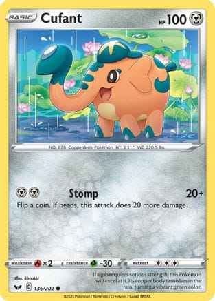 'Pokemon - 'Cufant 136/202  SWSH01 Sword & Shield Base Set - Common