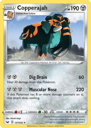 'Pokemon - 'Copperajah 137/202  - Reverse Holofoil SWSH01 Sword & Shield Base Set - Holo Rare
